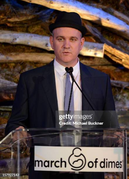 Actor Mike O'Malley speaks onstage during the 7th Annual March of Dimes Celebration of Babies, a Hollywood Luncheon, at the Beverly Hills Hotel on...