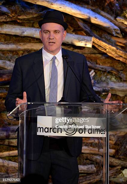 Actor Mike O'Malley speaks onstage during the 7th Annual March of Dimes Celebration of Babies, a Hollywood Luncheon, at the Beverly Hills Hotel on...