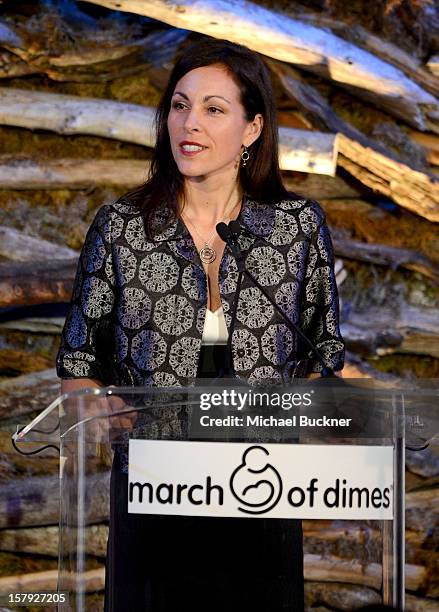 Karyn DeMartini, State Director of March of Dimes speaks onstage during the 7th Annual March of Dimes Celebration of Babies, a Hollywood Luncheon, at...