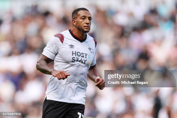 Nathaniel Mendez-Laing of Derby looks on during the pre-season friendly match between Derby County and Sheffield United at Pride Park on July 29,...