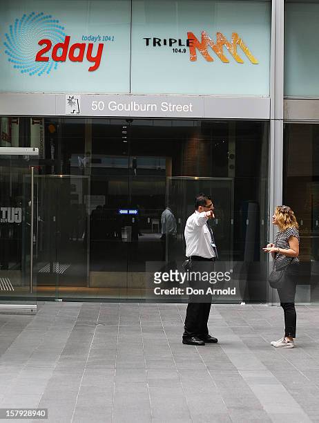 Security guard mans the entrance to the 2dayFm offiices in Goulburn Street on December 8, 2012 in Sydney, Australia. 2dayFM Radio Presenters Mel...