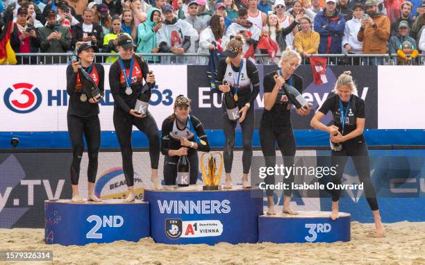 Winners of the silver medal and Beach Volley European vice-champions 2023 Tania Moreno Matveeva and Daniela Alvarez Mendoza of Spain, winners of the...