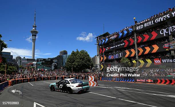 Matt Powers of the USA competes in the Red Bull Drift Shifters along Victoria Street on December 8, 2012 in Auckland, New Zealand.