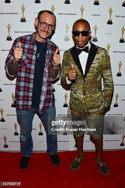 Photographer Terry Richardson and Pharrell Williams attend the OHWOW & HTC celebration of the release of "TERRYWOOD" at The Standard Hotel & Spa on...