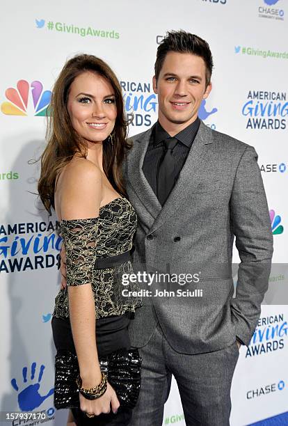 Angela Stacy and actor Matt Lanter arrive at the American Giving Awards presented by Chase held at the Pasadena Civic Auditorium on December 7, 2012...