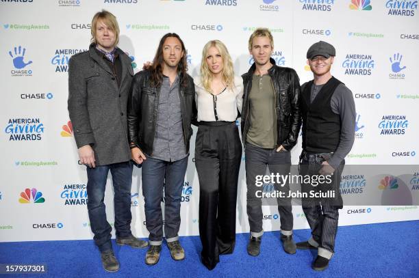 Musicians Bryce Soderberg, Ben Carey, Natasha Bedingfield, Jason Wade and Rick Woolstenhulme Jr. Arrive at the American Giving Awards presented by...