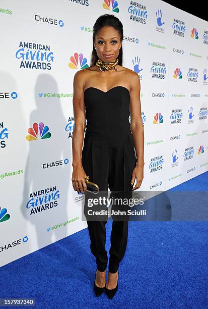 Allyson Felix arrives at the American Giving Awards presented by Chase held at the Pasadena Civic Auditorium on December 7, 2012 in Pasadena,...