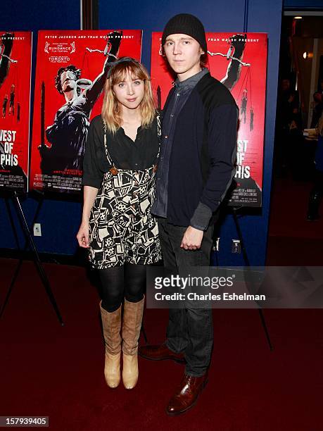 Actors Zoe Kazan and Paul Dano attend the "West Of Memphis" premiere at Florence Gould Hall on December 7, 2012 in New York City.