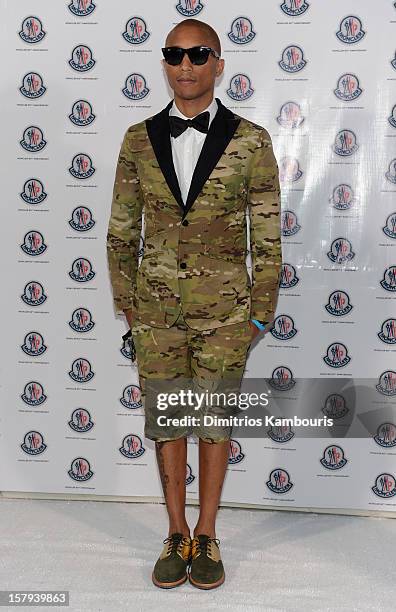 Producer Pharrell Williams attends a private dinner celebrating Remo Ruffini and Moncler's 60th Anniversary during Art Basel Miami Beach on December...