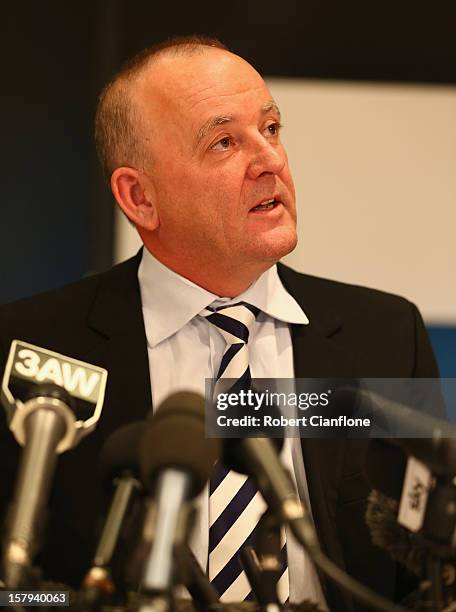 Southern Cross Austereo CEO Rhys Holleran talks to the media during a press conference at Austereo, in Melbourne Australia, on December 8 2012....