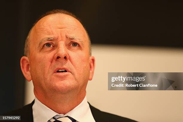 Southern Cross Austereo CEO Rhys Holleran talks to the media during a press conference at Austereo, in Melbourne Australia, on December 8 2012....