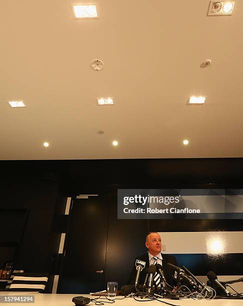 Southern Cross Austereo CEO Rhys Holleran talks to the media during a press conference at Austereo, in Melbourne Australia, on December 8 2012....