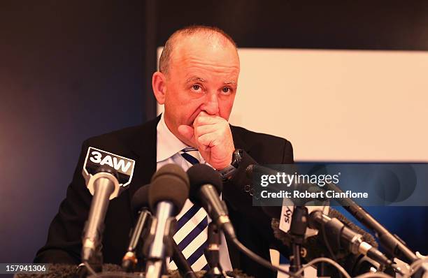 Southern Cross Austereo CEO Rhys Holleran talks to the media during a press conference at Austereo, in Melbourne Australia, on December 8 2012....