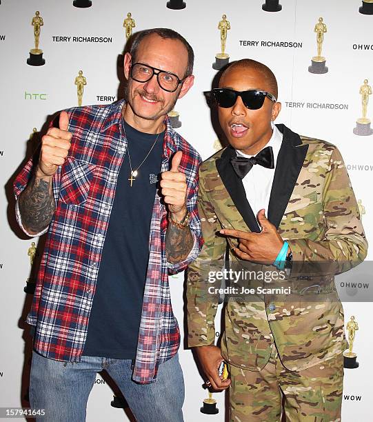 Terry Richardson and Pharrell Williams attend the after party for the OHWOW & HTC celebration of the release of "TERRYWOOD", sponsored by GQ and...