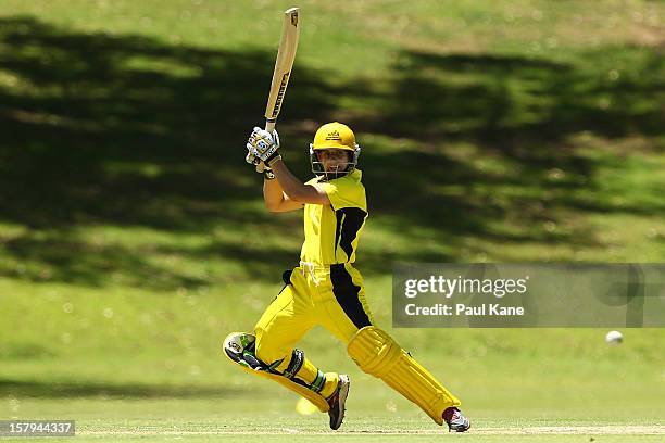 Nicole Bolton of the Fury bats during the WNCL match between the Western Australia Fury and the South Australia Scorpions at Christ Church Grammar...