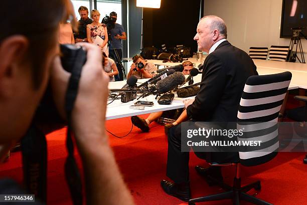 Rhys Holleran , CEO of Southern Cross Austereo, the parent company of Sydney's 2Day FM radio station, answers a question during a press conference in...