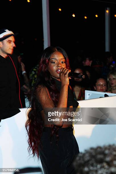 Azealia Banks performs onstage at the after party for the OHWOW & HTC celebration of the release of "TERRYWOOD", sponsored by GQ and Disaronno at The...