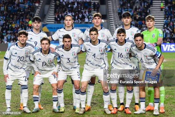 Italy squad poses for team photo with Giuseppe Ambrosino, Daniele Ghilardi, Cesare Casadei, Gabriele Guarino, Goalkeeper Sebastiano Desplanches,...