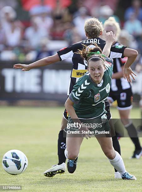 Hayley Raso of Canberra United in action during the round eight W-League match between Canberra United and the Newcastle Jets at Deakin Football...