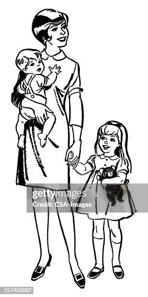 woman with daughter and baby - smiling baby white background stock illustrations