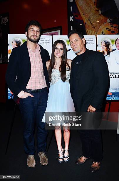 Director Marshall Dewy, actress Savannah Lathem and actor A. Maritnez arrive at "California Solo" Los Angeles premiere at the Nuart Theatre on...