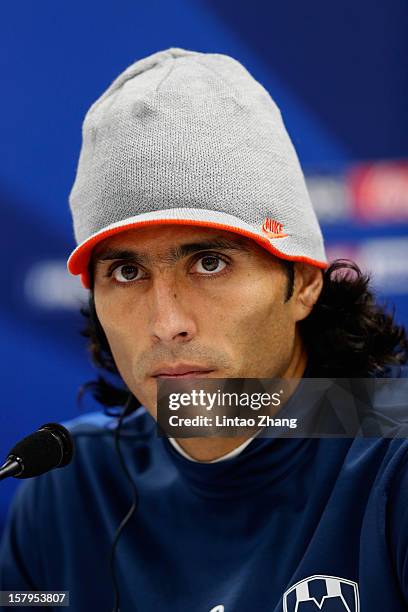 Aldo de Nigris of Monterrey looks on during a CF Monterrey press conference at Toyota Stadium on December 8, 2012 in Toyota, Japan.