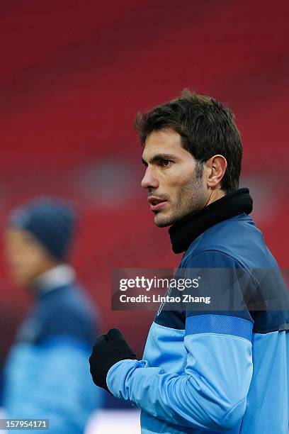 Team Monterrey captain Jose Maria Basanta looks on during CF Monterrey training session at Toyota Stadium on December 8, 2012 in Toyota, Japan.