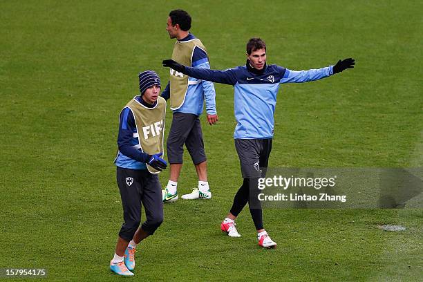 Team Monterrey captain Jose Maria Basanta gestures during CF Monterrey training session at Toyota Stadium on December 8, 2012 in Toyota, Japan.