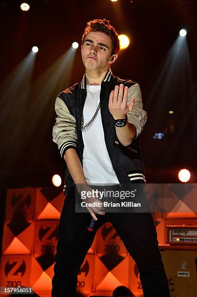 Nathan Sykes of The Wanted performs onstage during Z100's Jingle Ball 2012 presented by Aeropostale at Madison Square Garden on December 7, 2012 in...