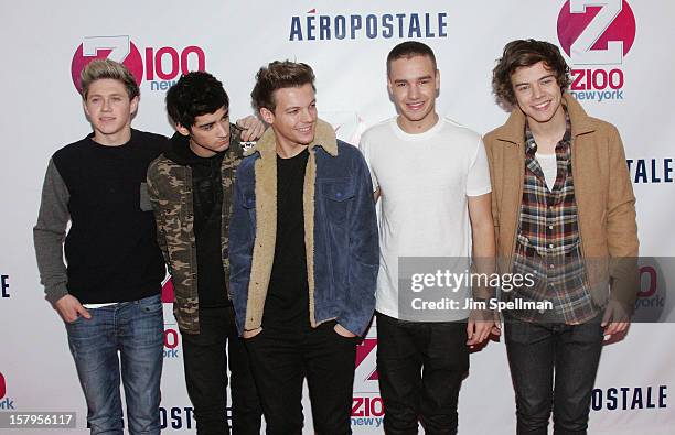 Niall Horan, Zayn Malik, Louis Tomlinson, Liam Payne and Harry Styles of One Direction attends Z100's Jingle Ball 2012, presented by Aeropostale, at...