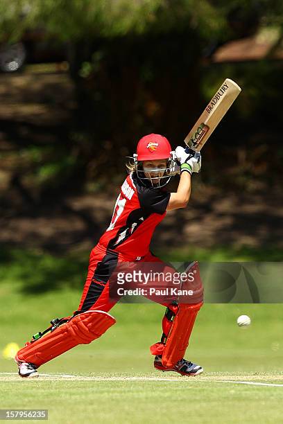 Bridget Patterson of the Scorpions bats during the WNCL match between the Western Australia Fury and the South Australia Scorpions at the Christ...