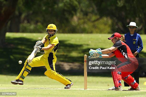 Nicole Bolton of the Fury during the WNCL match between the Western Australia Fury and the South Australia Scorpions at Christ Church Grammar Playing...