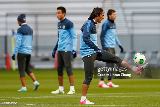 Aldo de Nigris of Monterrey in action during the CF Monterrey training session at Toyota Stadium on December 8, 2012 in Toyota, Japan.