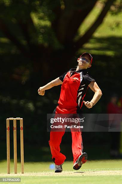 Lauren Ebsary of the Scorpions bowls during the WNCL match between the Western Australia Fury and the South Australia Scorpions at Christ Church...