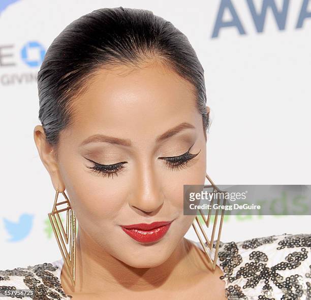 Actress/singer Adrienne Bailon arrives at the 2nd Annual American Giving Awards at the Pasadena Civic Auditorium on December 7, 2012 in Pasadena,...