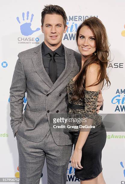 Actor Matt Lanter and guest arrive at the 2nd Annual American Giving Awards at the Pasadena Civic Auditorium on December 7, 2012 in Pasadena,...