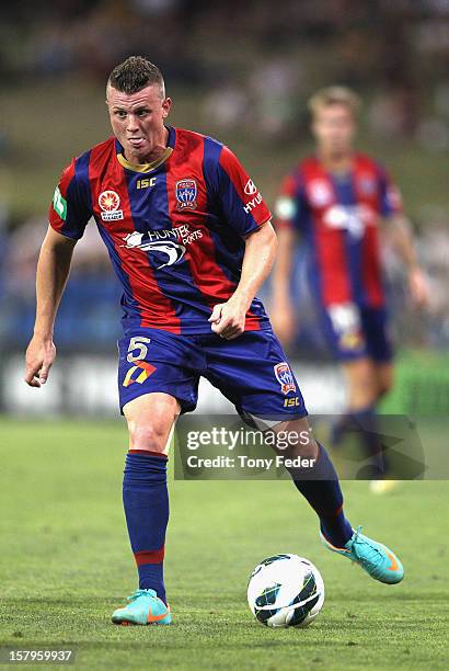 Dominik Ritter of the Jets in action during the round ten A-League match between the Newcastle Jets and the Central Coast Mariners at Hunter Stadium...