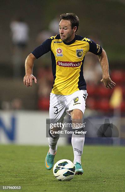 Joshua Rose of the Mariners controls the ball during the round ten A-League match between the Newcastle Jets and the Central Coast Mariners at Hunter...