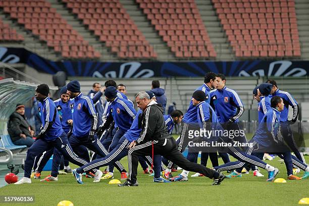 Egyptian football club team Al Ahly during the training session at Toyota Stadium on December 8, 2012 in Toyota, Japan.
