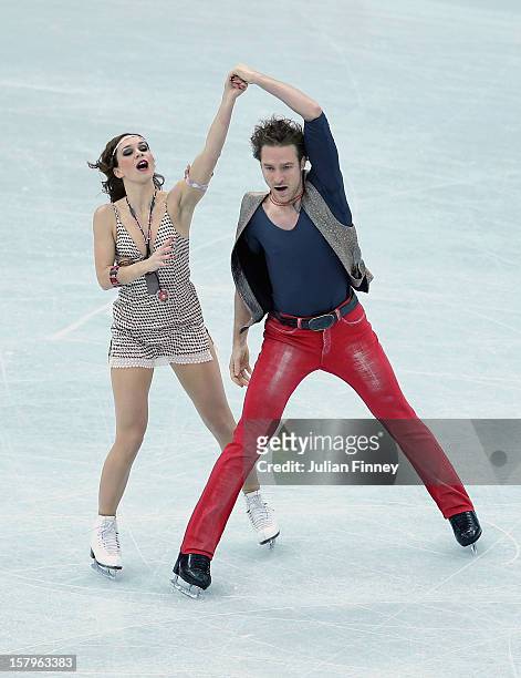 Nathalie Pechalat and Fabian Bourzat of France perform in the Ice Dance Free Dance during the Grand Prix of Figure Skating Final 2012 at the Iceberg...