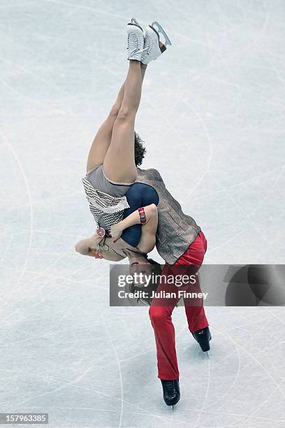 Nathalie Pechalat and Fabian Bourzat of France perform in the Ice Dance Free Dance during the Grand Prix of Figure Skating Final 2012 at the Iceberg...