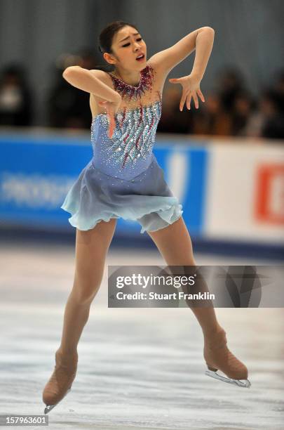 Kim Yuna of Korea dances during the senior ladies short program of the NRW trophy 2012 at Eissportzentrum on December 8, 2012 in Dortmund, Germany.