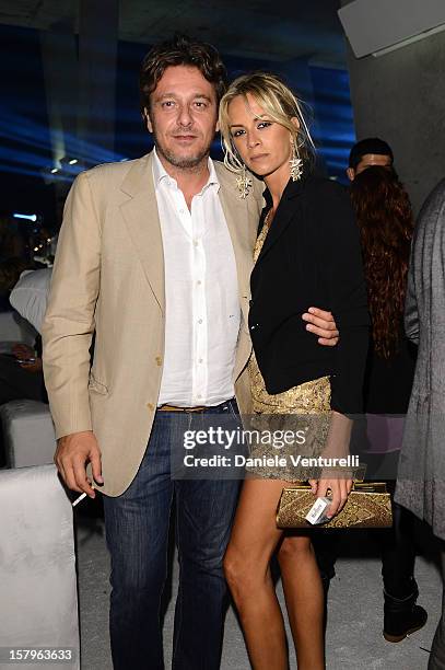 Nicola Schon and Beatrice Mozzi attend a private dinner celebrating Remo Ruffini and Moncler's 60th Anniversary during Art Basel Miami Beach on...