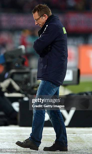 Headcoach Norbert Meier of Duesseldorf reacts during the Bundesliga match between 1. FC Nuernberg and Fortuna Duesseldorf 1895 at Easy Credit Stadium...