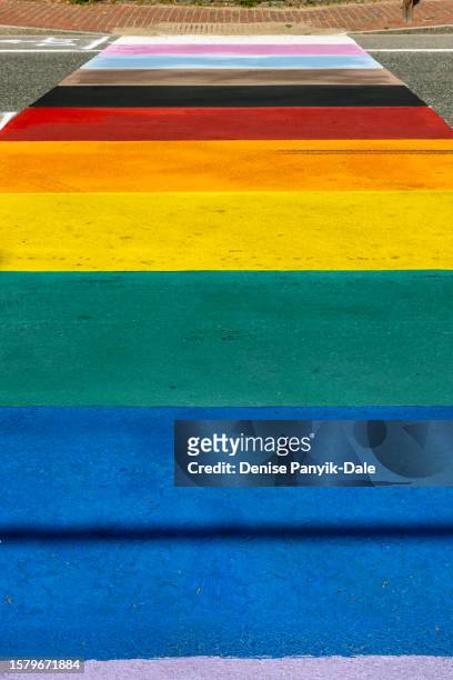 rainbow pride crosswalk in ogunquit, maine - panyik-dale stock pictures, royalty-free photos & images
