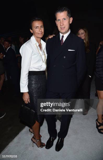 Francesca Ruffini and Stefano Tonchi attend a private dinner celebrating Remo Ruffini and Moncler's 60th Anniversary during Art Basel Miami Beach on...