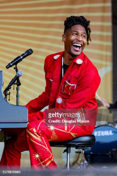 Jon Batiste performs during the Newport Folk Festival 2023 at Fort Adams State Park on July 29, 2023 in Newport, Rhode Island.