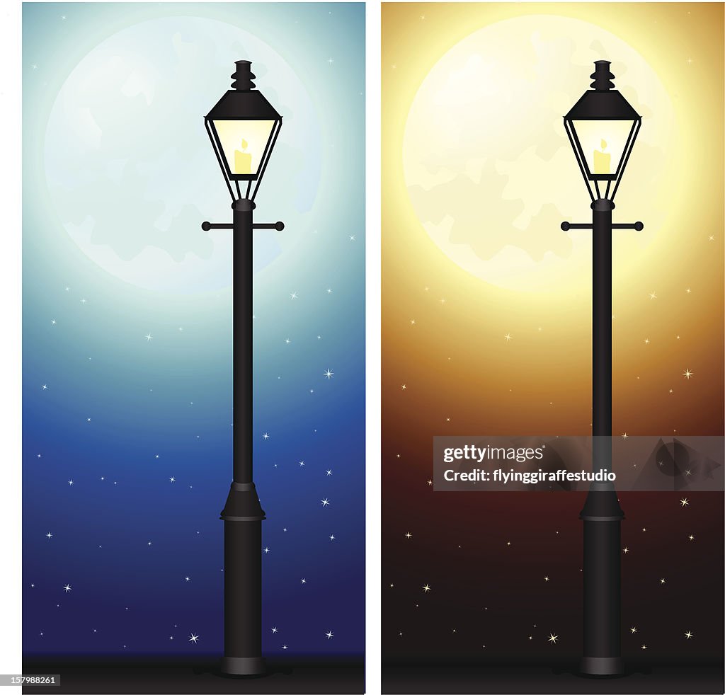 Moon Posts Glowing Lamp Posts And Moon High-Res Vector Graphic - Getty Images