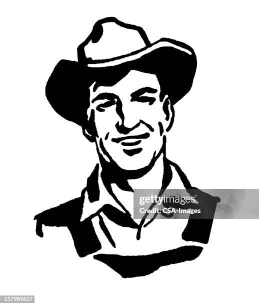 farmer in a hat - looking at camera stock illustrations