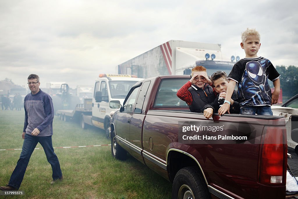 Spectators at a Tractor Pulling Event